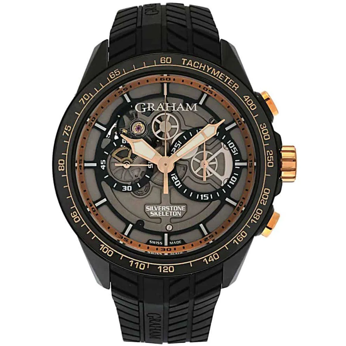 Graham Silverstone 2STAZ.B02A 48mm Rose gold and Stainless steel Skeletonized