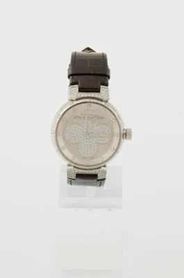 Louis Vuitton Tambour Q131P 34mm Stainless steel Silver