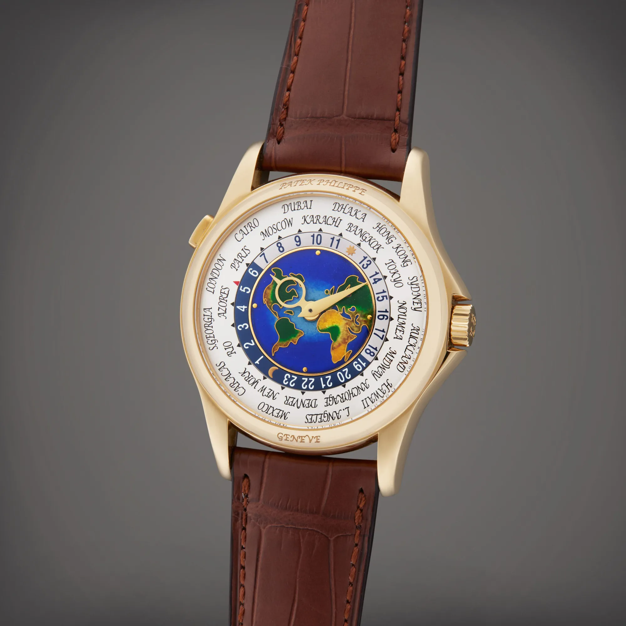 Patek Philippe World Time 5131J 39.5mm Yellow gold Enamel