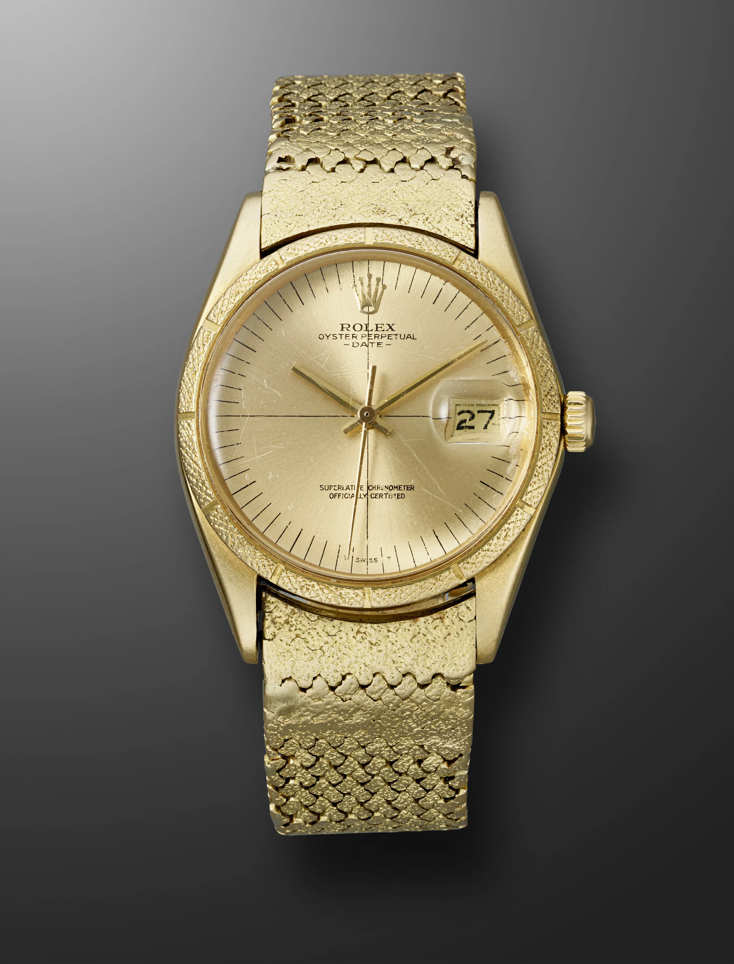 Rolex Oyster Perpetual Date 1510 35mm Yellow gold Champagne