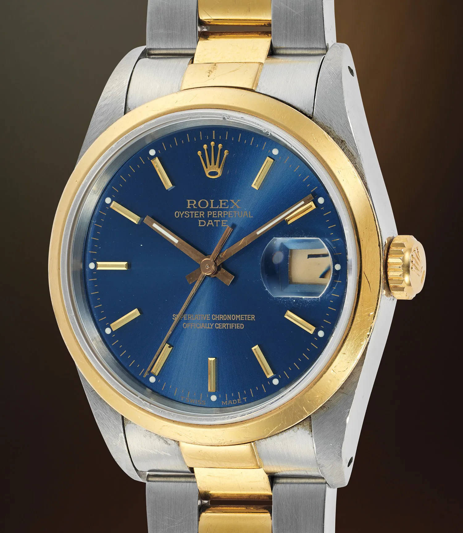 Rolex Oyster Perpetual Date 15203 34mm Yellow gold and Stainless steel Blue