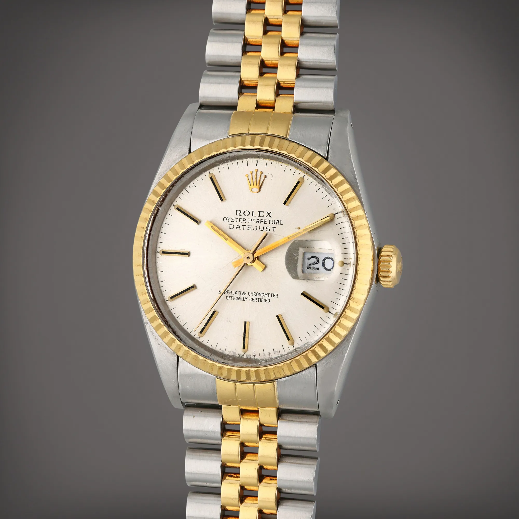 Rolex Datejust 36 16013 36mm Yellow gold and stainless steel Silver