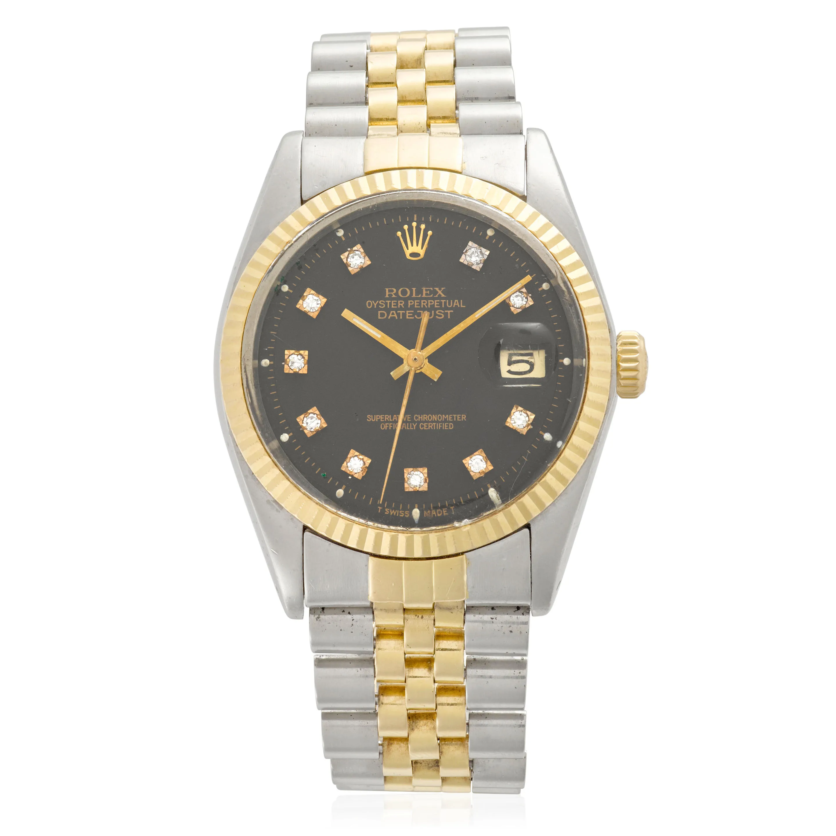 Rolex Datejust 1603 35mm Yellow gold and stainless steel Black