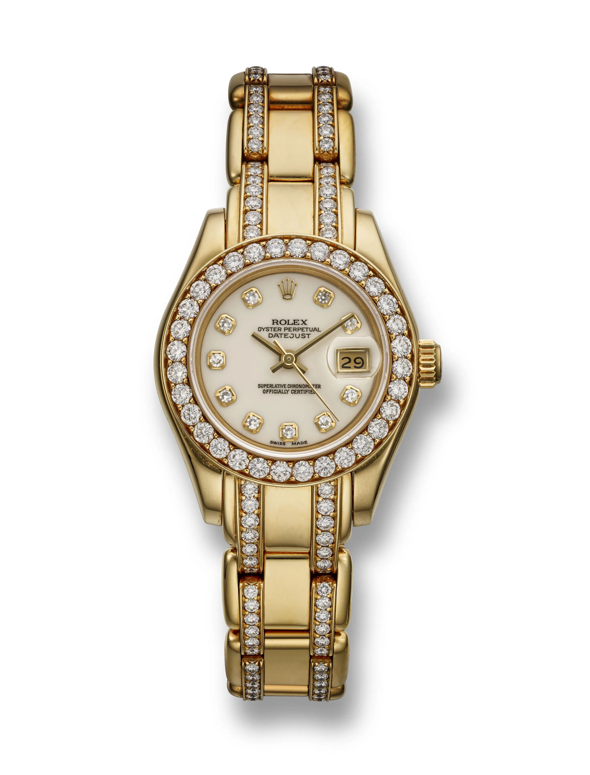 Rolex Pearlmaster 69298 29mm Yellow gold White