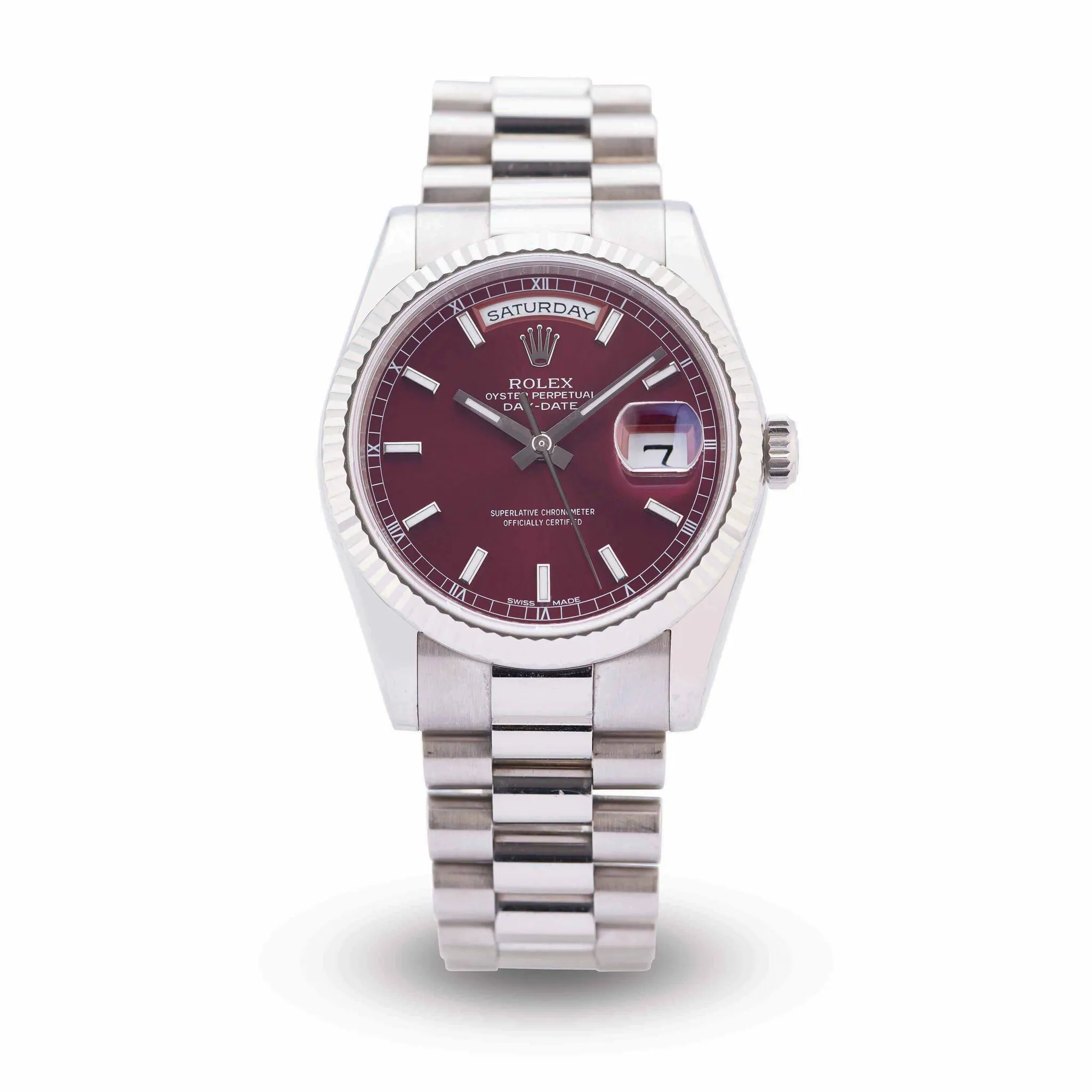 Rolex Day-Date 36 118239 36mm White gold Burgundy