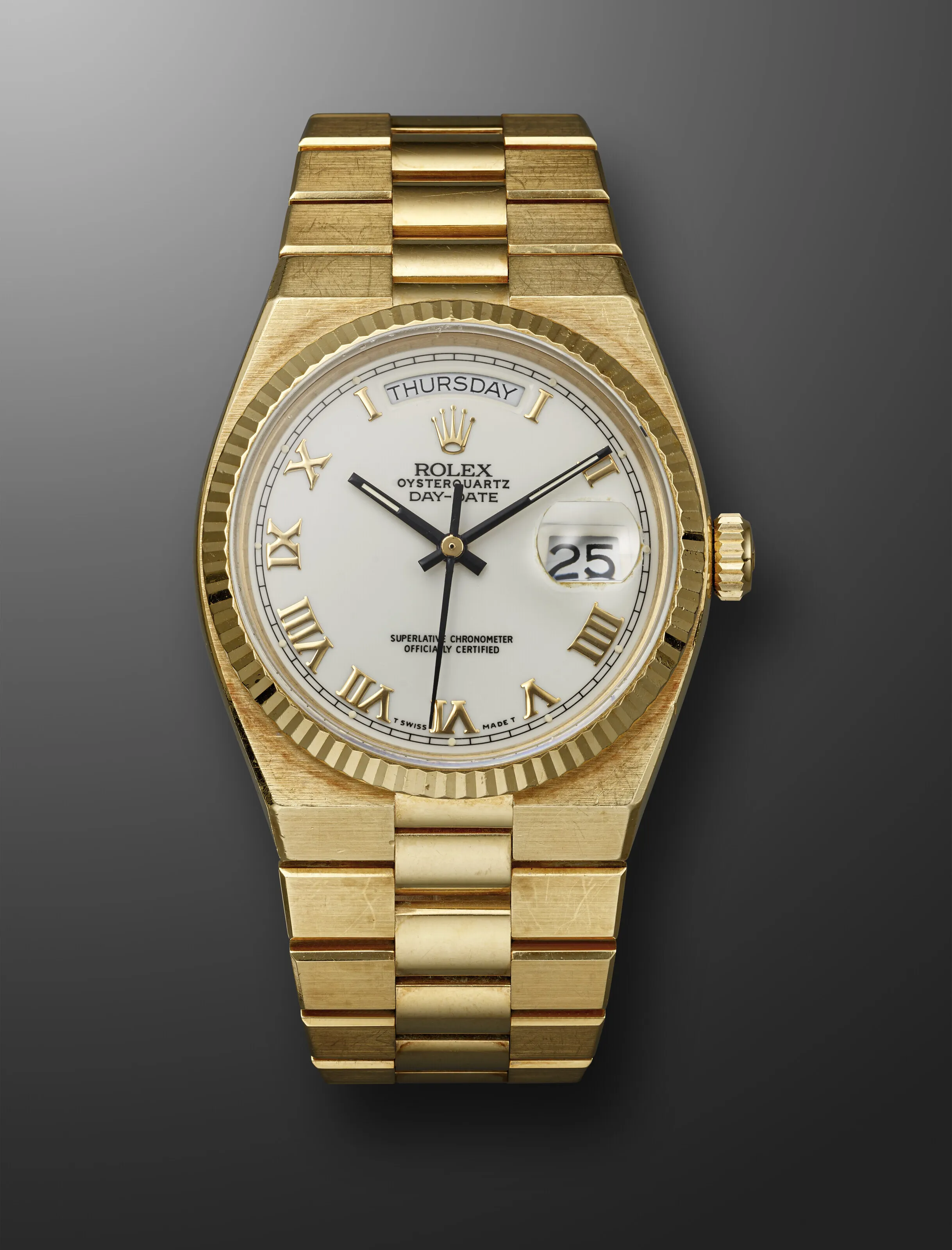 Rolex Day-Date Oysterquartz 19018 36mm Yellow gold White