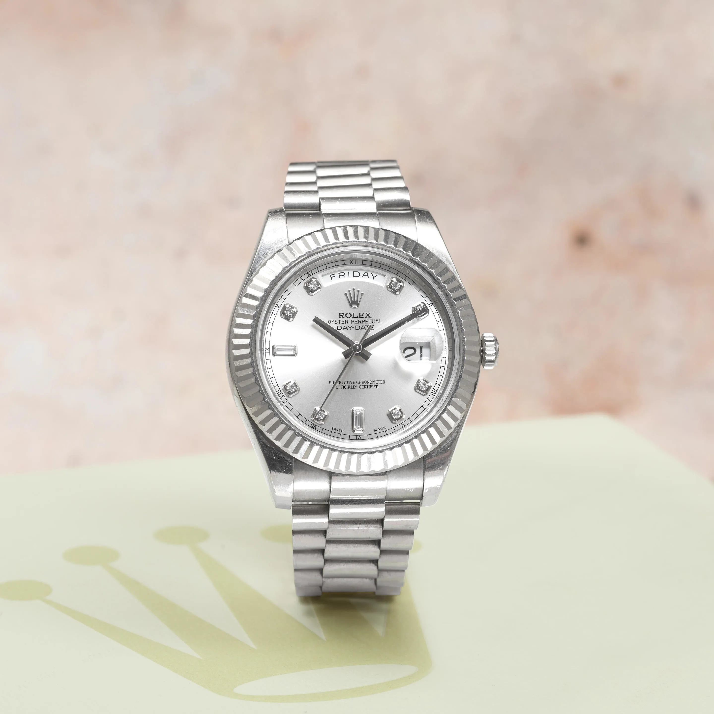 Rolex Day-Date II 218239 41mm White gold Silver