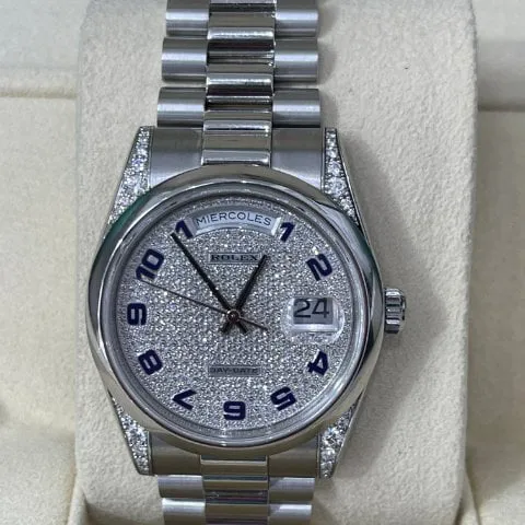 Rolex Day-Date 36 118206 36mm Platinum Blue