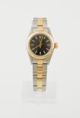 Rolex Oyster Perpetual 67193 24mm Yellow gold and Stainless steel Black