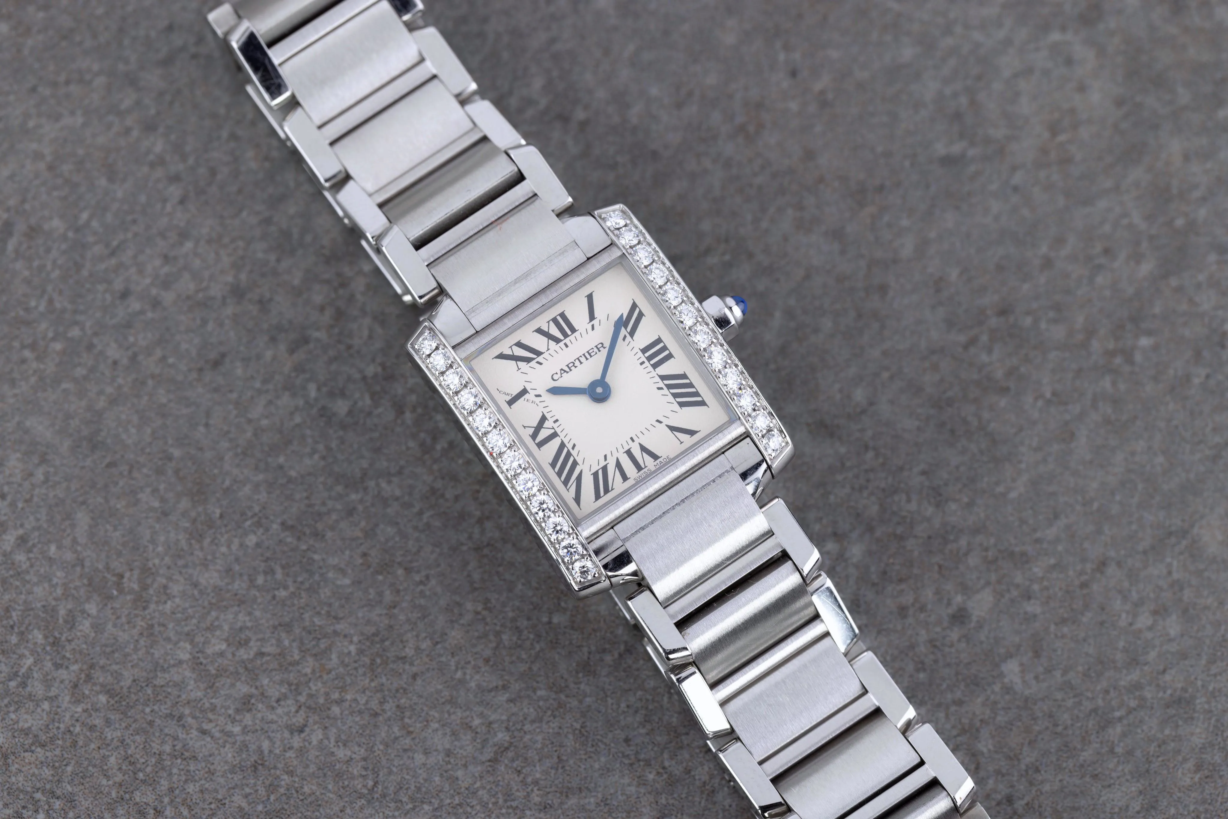 Cartier Tank Française W4TA0008 20mm Stainless steel White