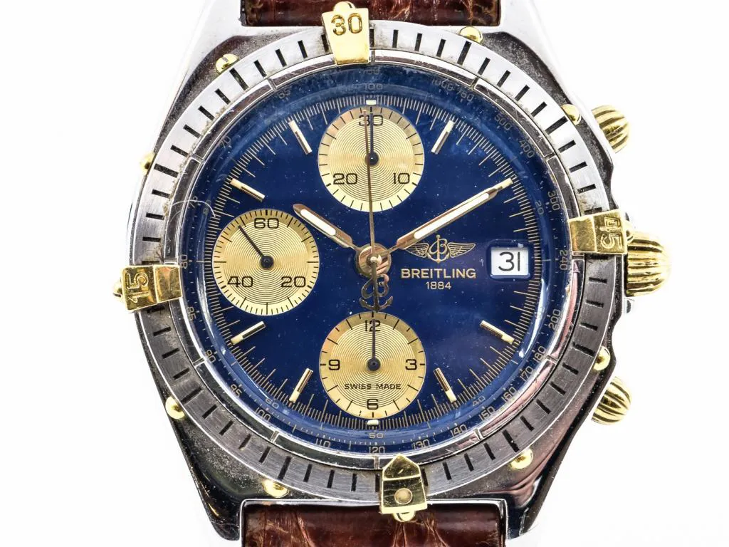 Breitling Chronomat B13047 40mm Yellow gold and stainless steel Blue