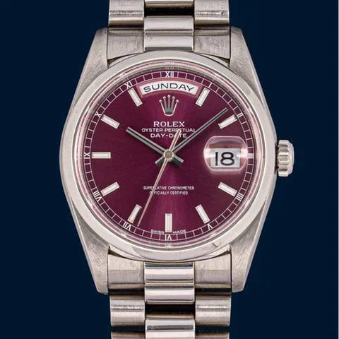 Rolex Day-Date 36 18206 36mm Platinum Bordeaux