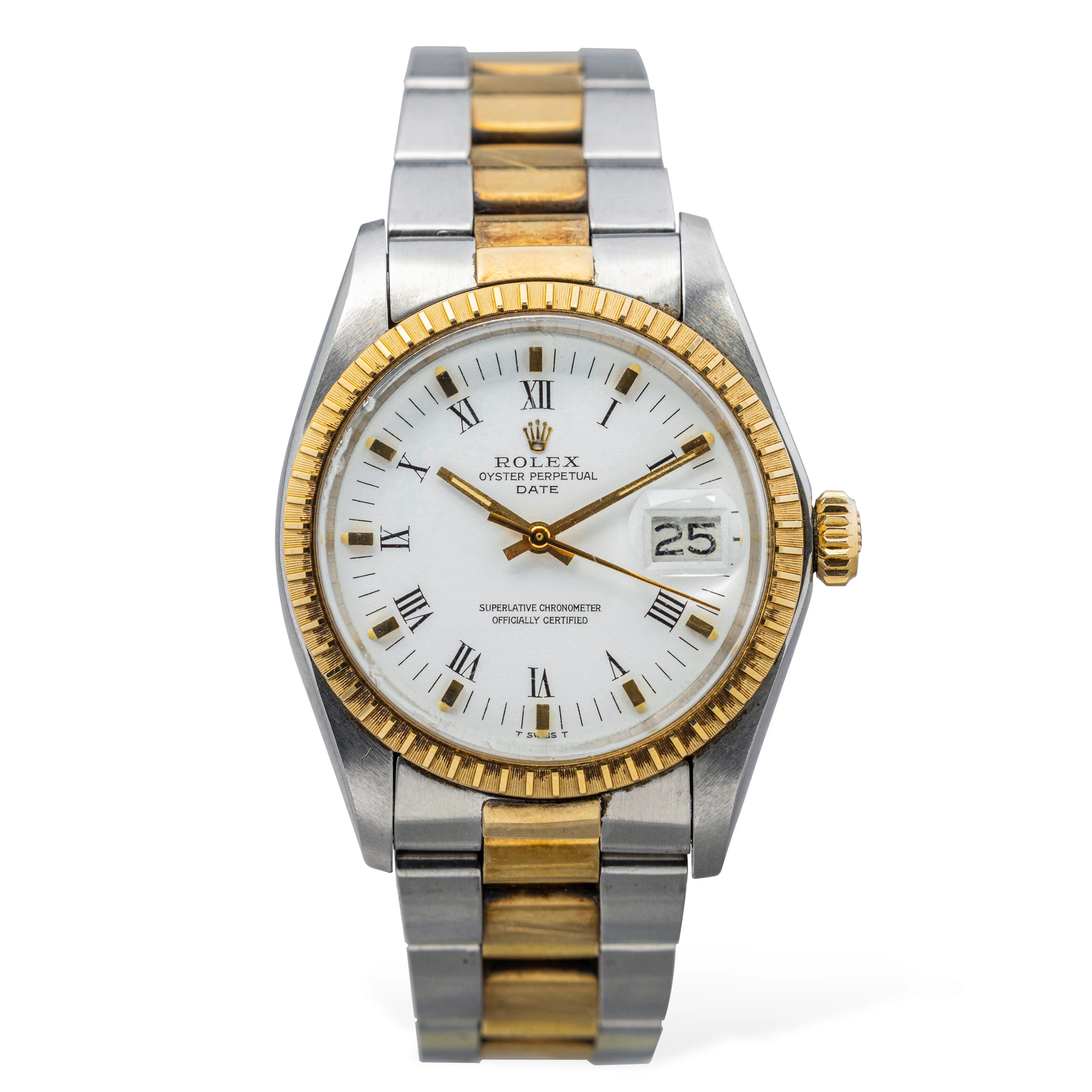 Rolex Oyster Perpetual Date 1505 33mm Yellow gold and Stainless steel White