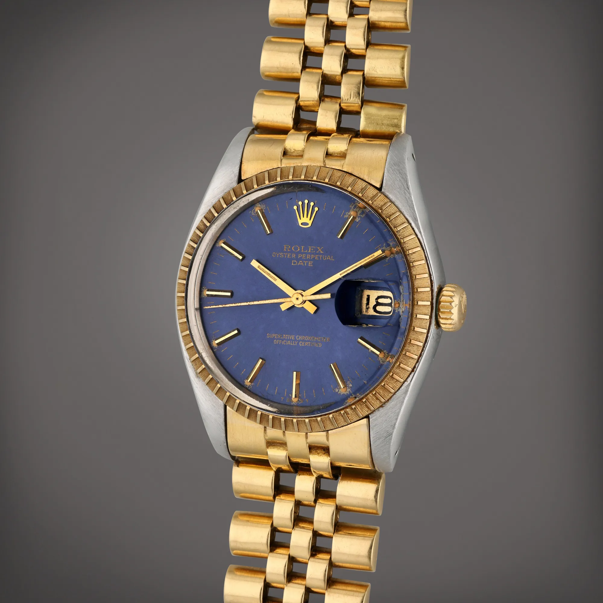 Rolex Oyster Perpetual Date 1505 36mm Yellow gold and Stainless steel Blue