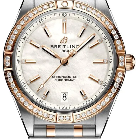 Breitling Chronomat U10380591A2U1 36mm Yellow gold and Stainless steel White