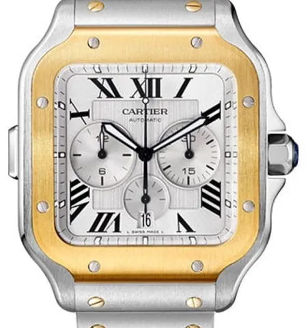 Cartier Santos W2SA0008 43.3mm Yellow gold and Stainless steel Silver