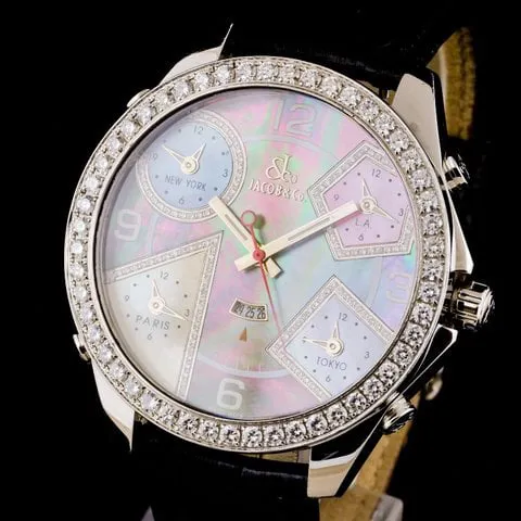 Jacob & Co. Five Time Zone D-465739 47mm Steel Mother of pearl