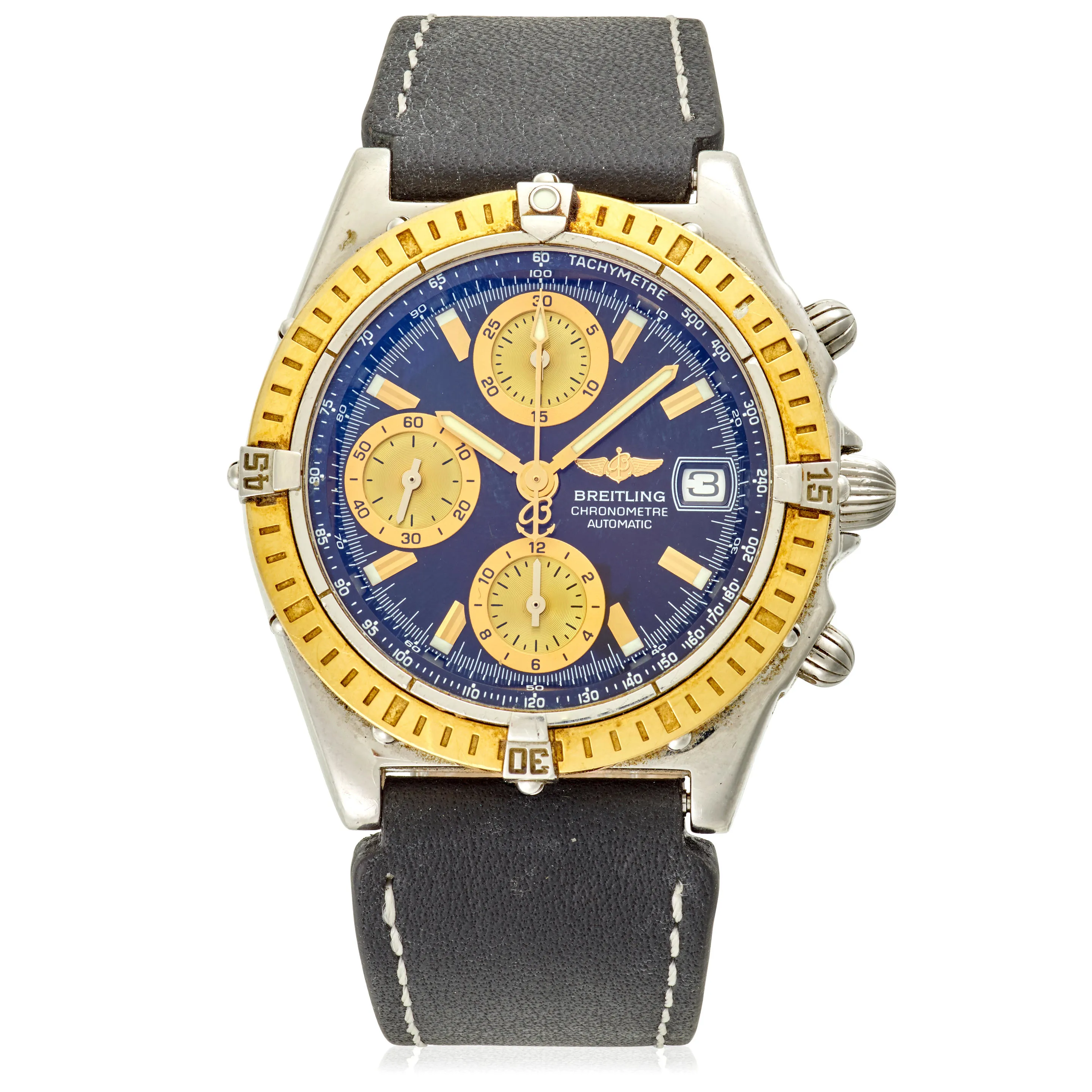 Breitling Chronomat D13352 39mm Yellow gold and stainless steel Blue
