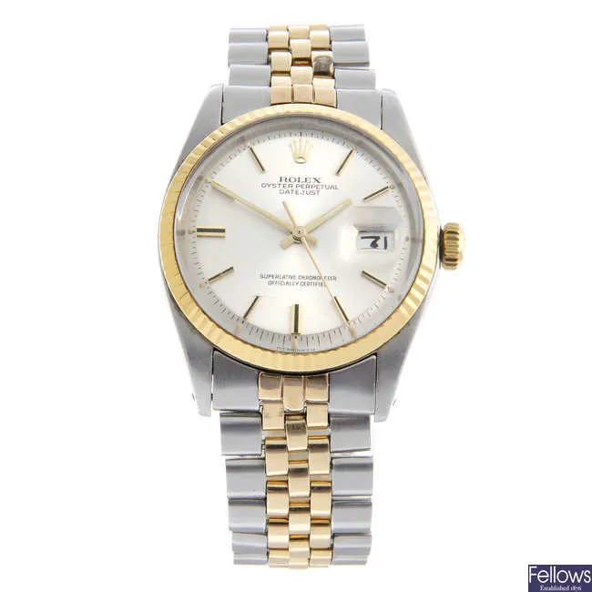 Rolex Datejust 1603 36mm Yellow gold and stainless steel Silver