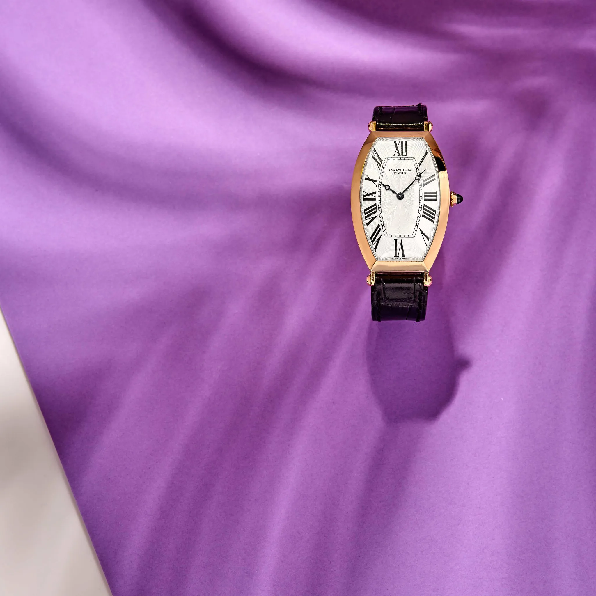 Cartier Tonneau XL 2802H 30mm Rose gold Silver