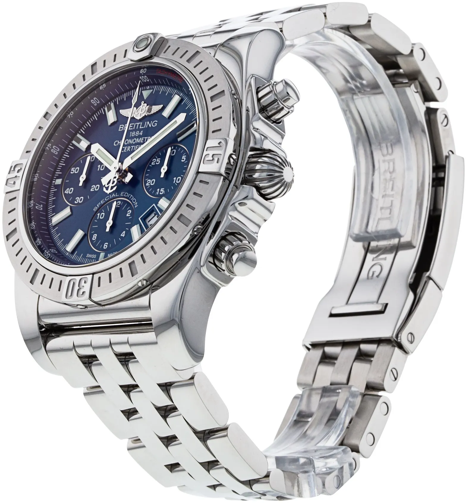 Breitling Chronomat AB0115 44mm Stainless steel Blue Baton 1