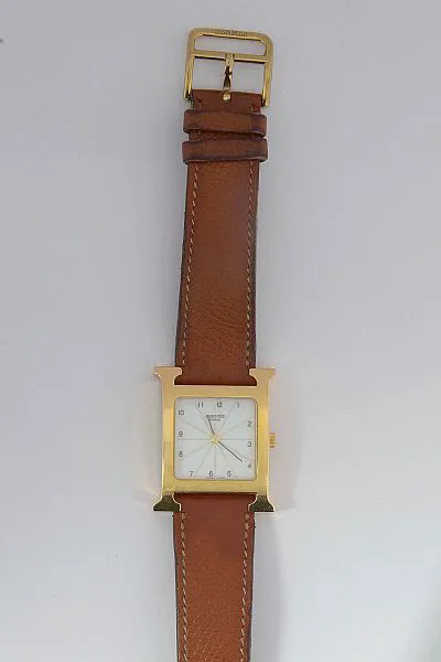 Hermès Heure H 30mm Gold-plated White