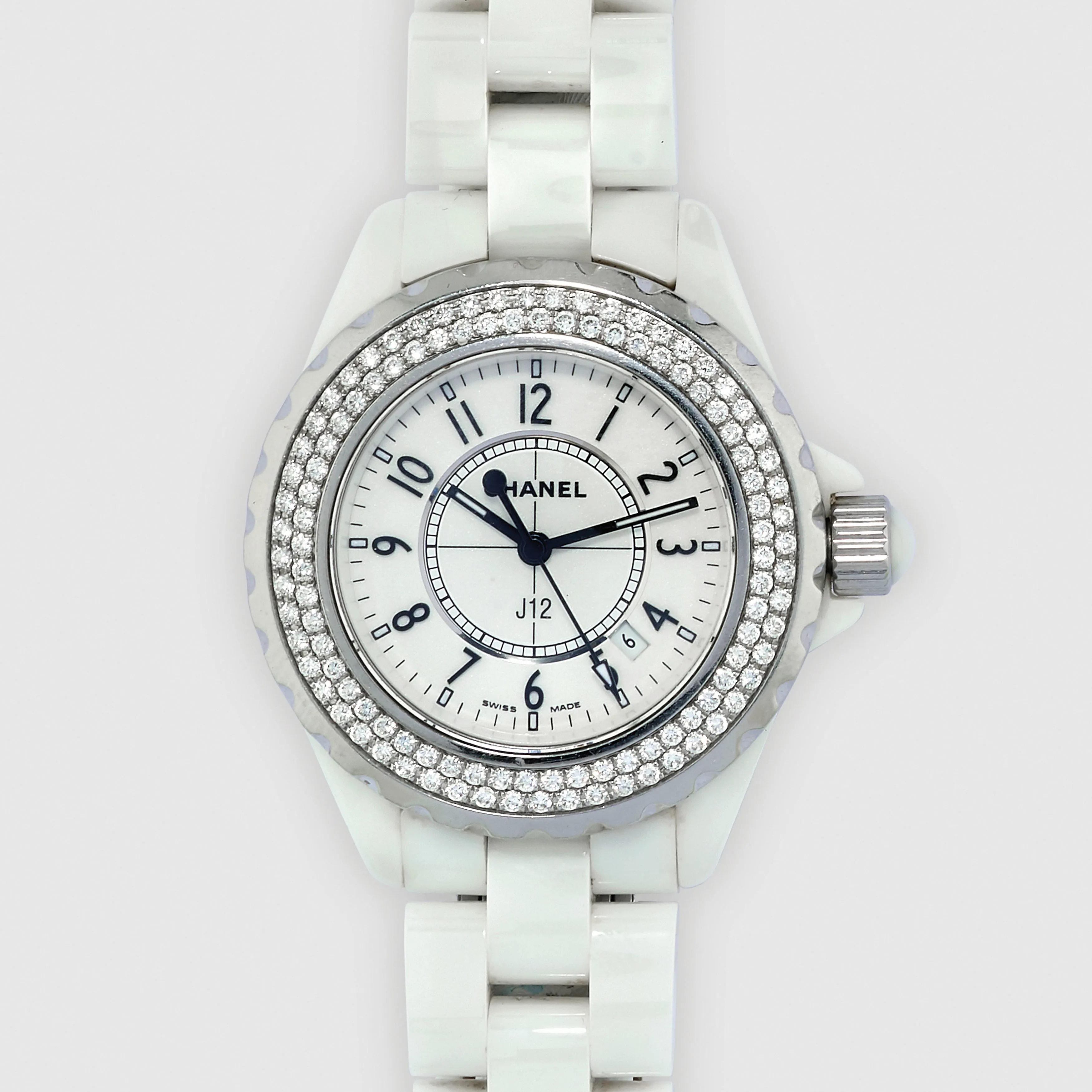 Chanel J12 J12 34mm Ceramic and Stainless steel and Diamond White