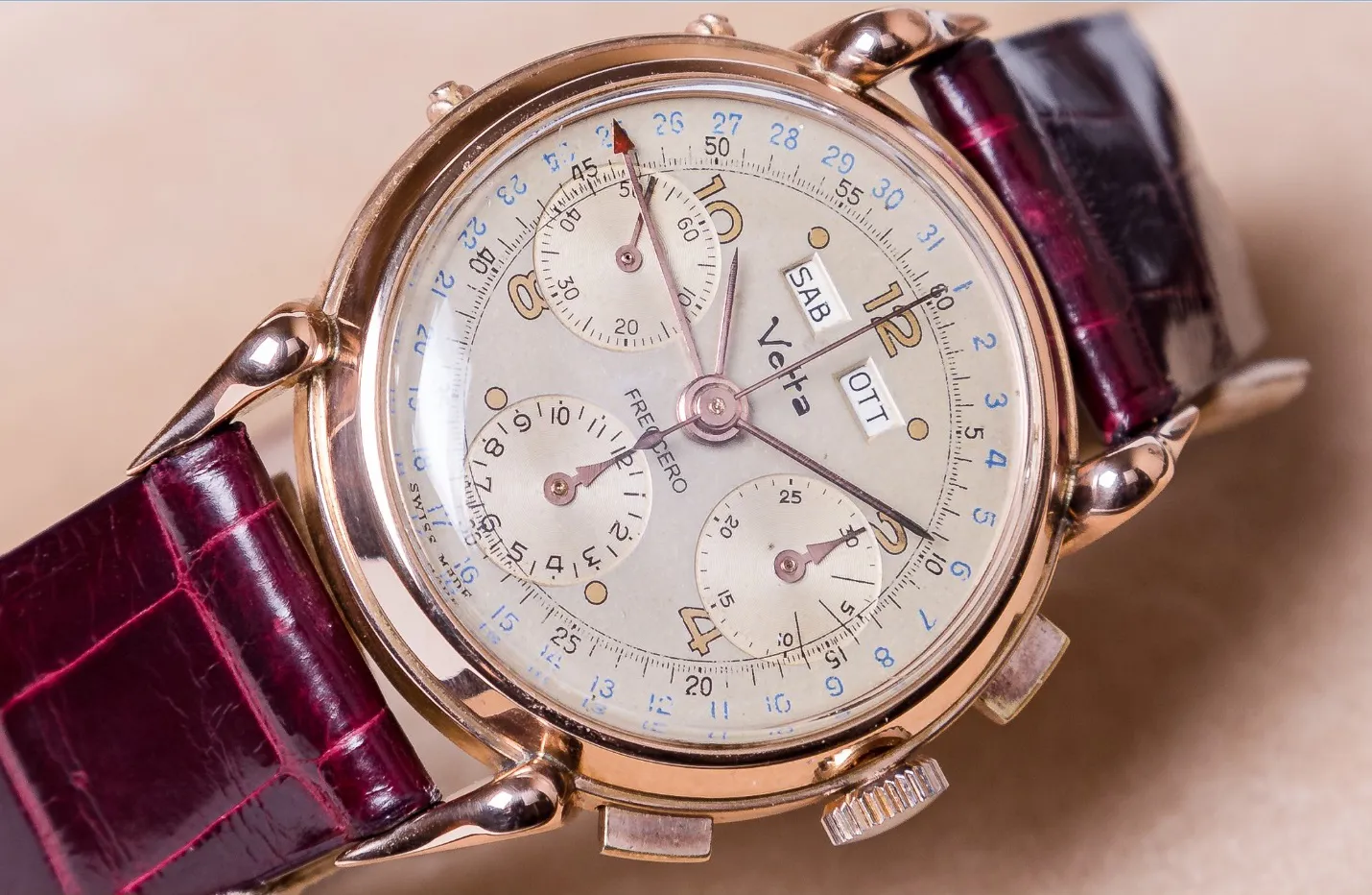 Wyler Vetta Triple-Calendar Chronograph 4143 37mm Rose gold