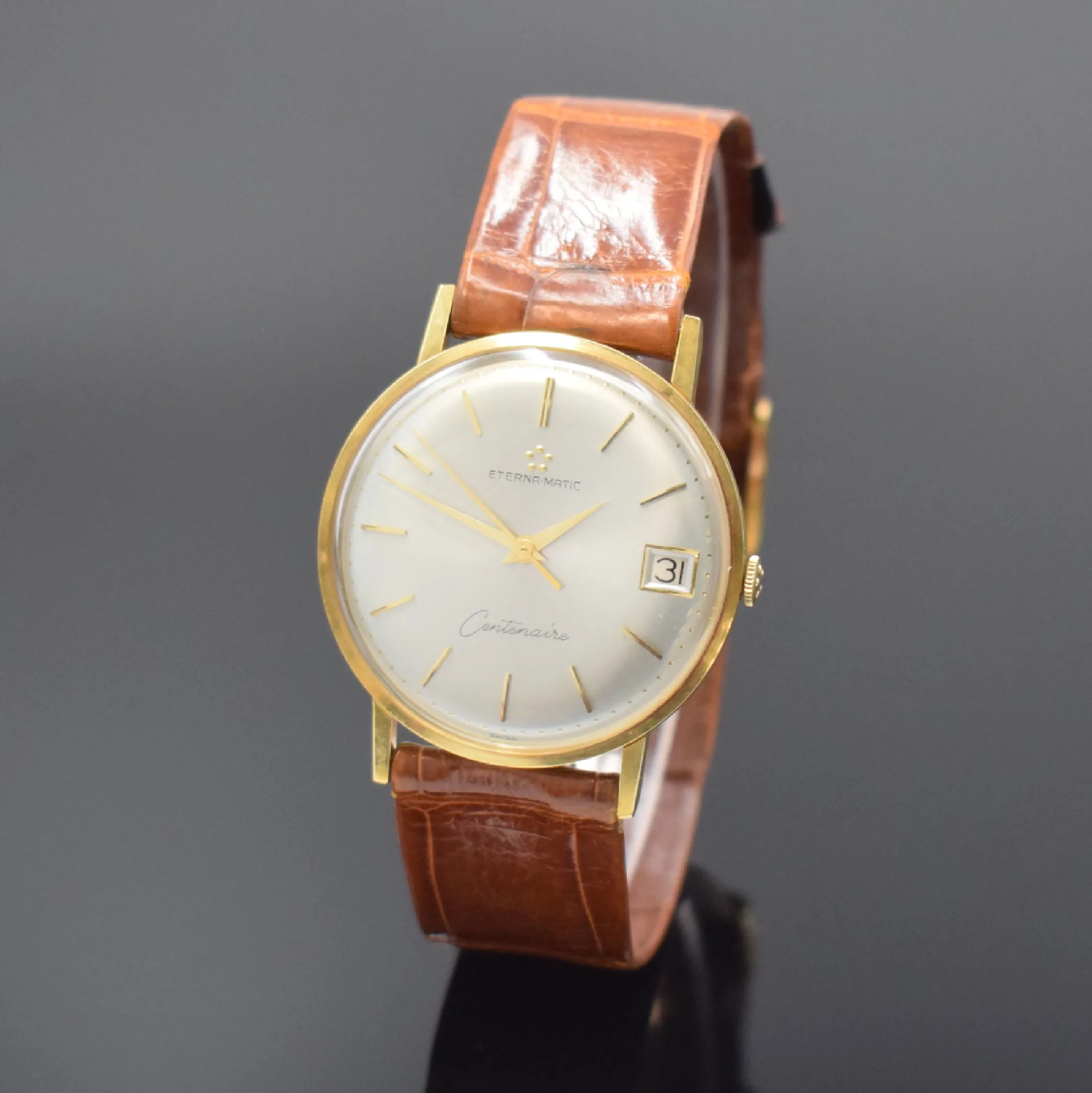 Eterna Centenaire 33mm Yellow gold Silver