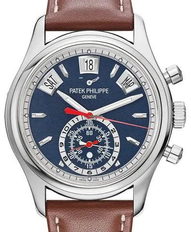 Patek Philippe Annual Calendar Chronograph 5960/01G-001 40.5mm White gold Blue