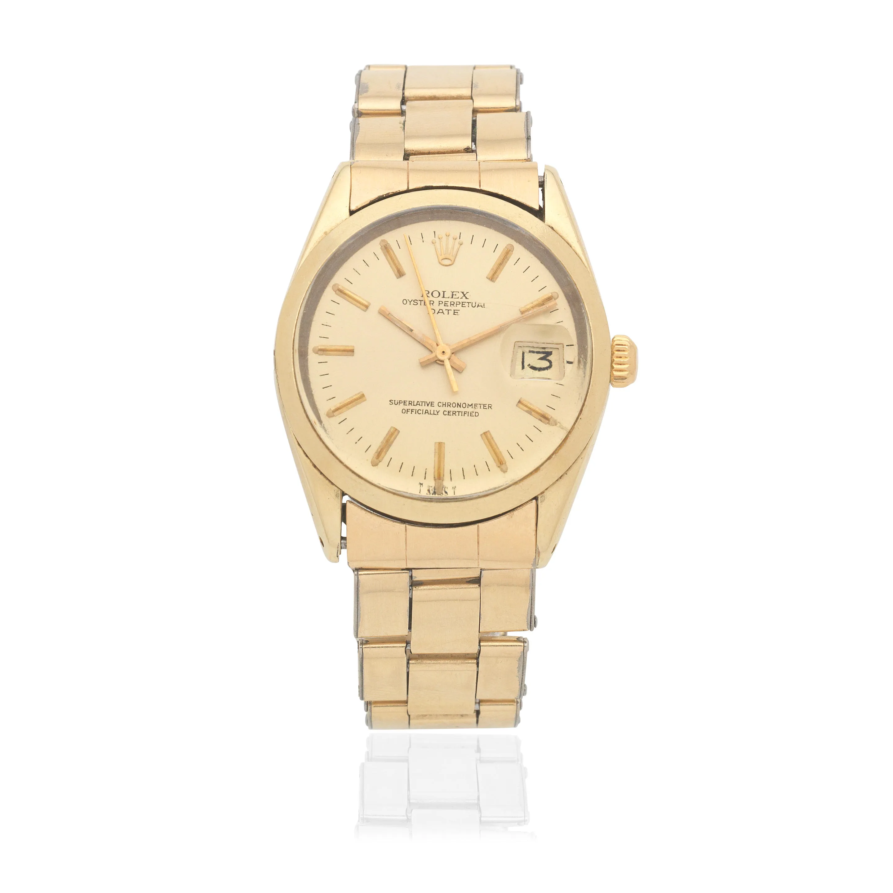 Rolex Oyster Perpetual Date 1550 34mm Yellow gold and Stainless steel Champagne