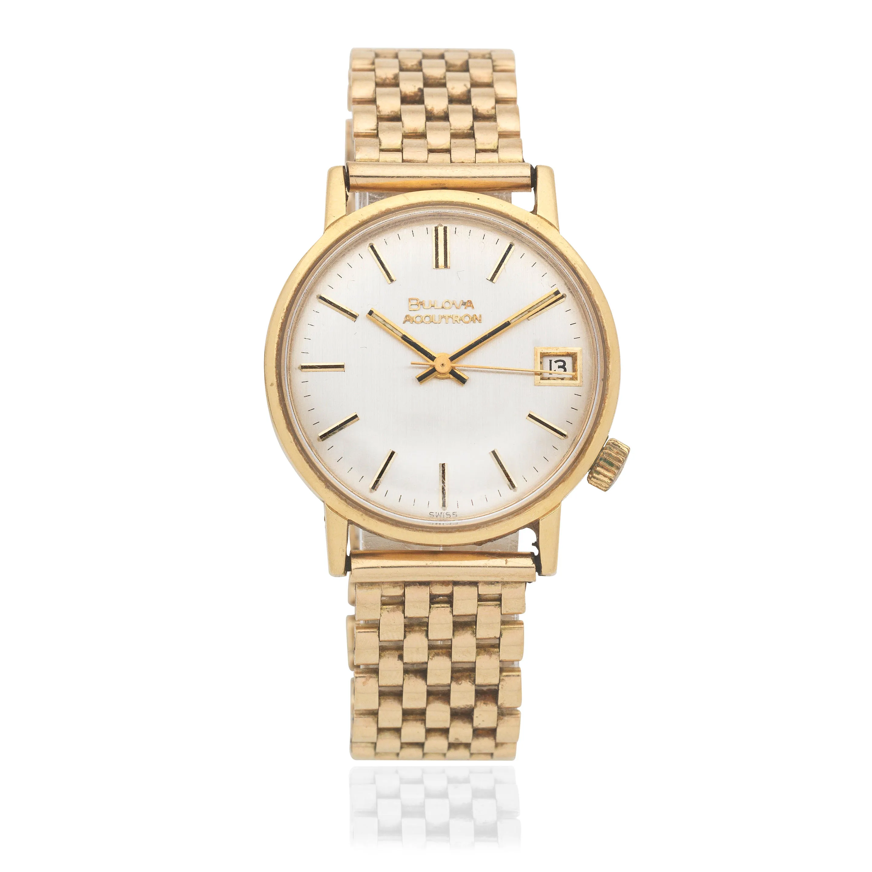 Bulova 888 33mm Yellow gold Silver