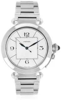 Cartier Pasha W30187M9 White gold Silver Quarter Arabic