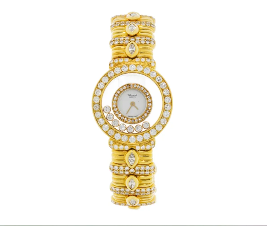 Chopard Happy Diamonds 4117 27mm Yellow gold and diamond-set White