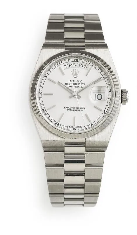 Rolex Day-Date Oysterquartz 19019 36mm White gold Silver