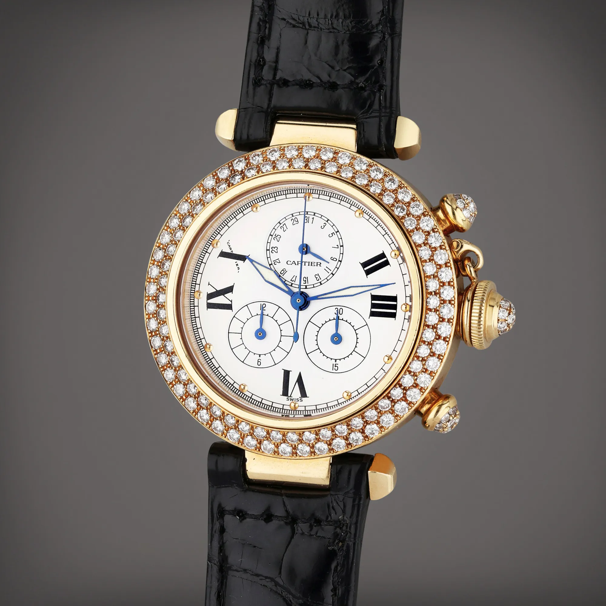 Cartier Pasha 1353-1 35.5mm Yellow gold White