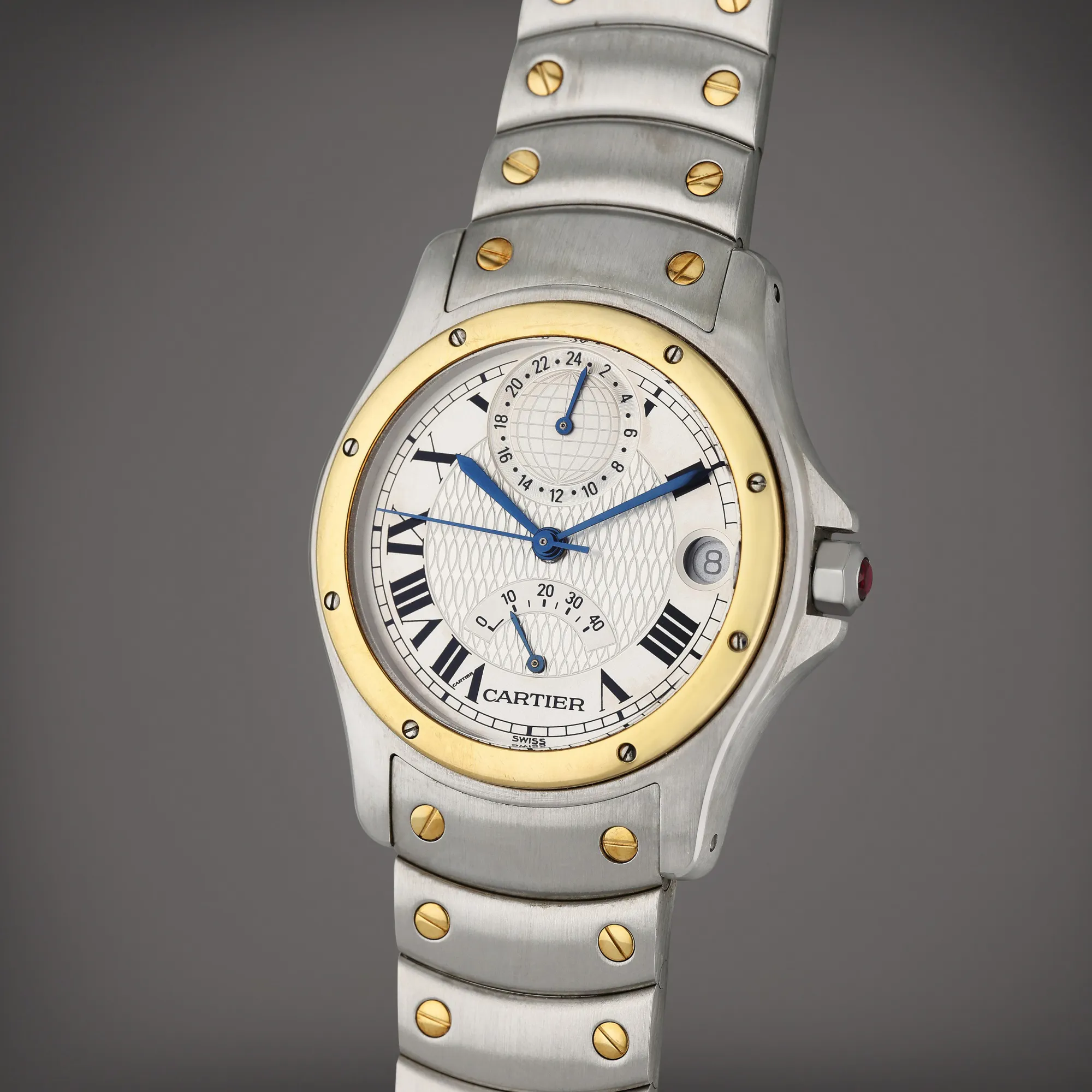 Cartier Santos Ronde W20038R3 33.5mm Yellow gold and Stainless steel Silver