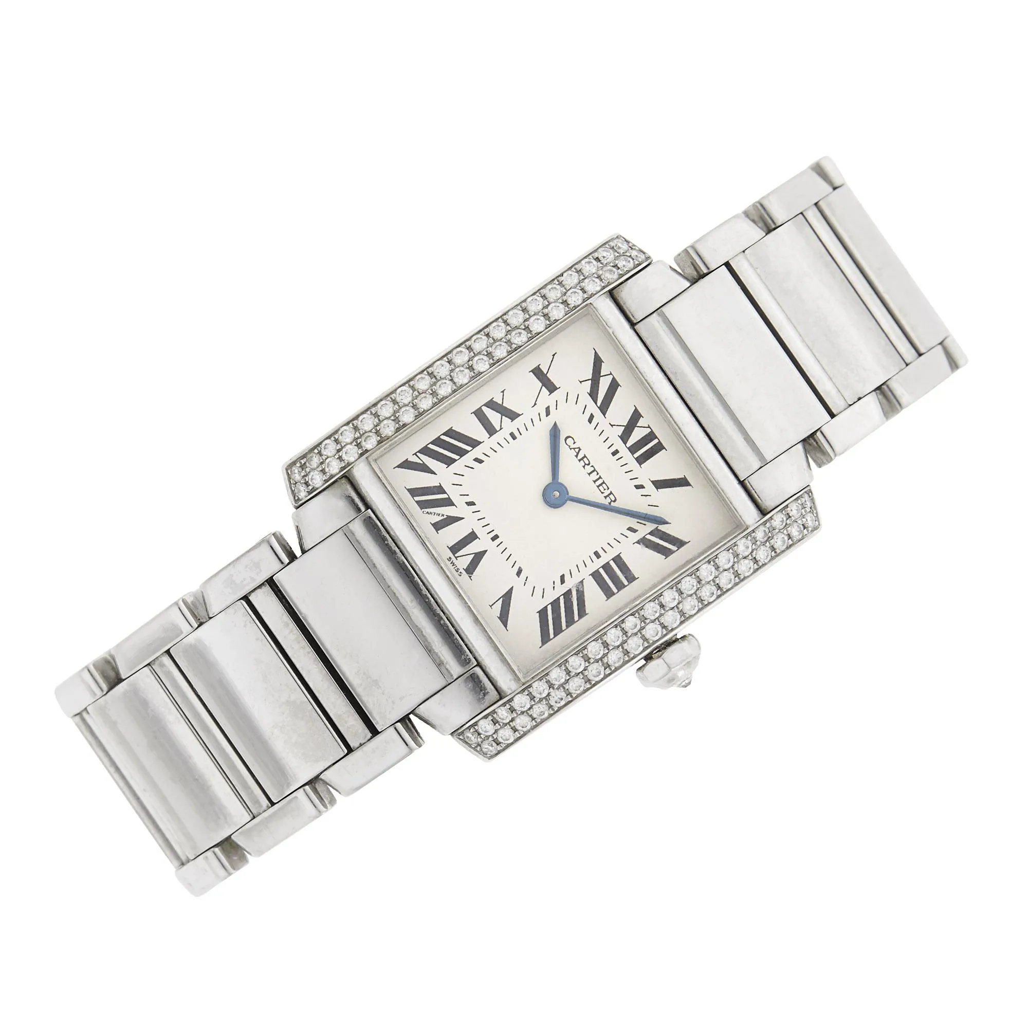 Cartier Tank Française 2301 25mm Stainless steel and Diamond White