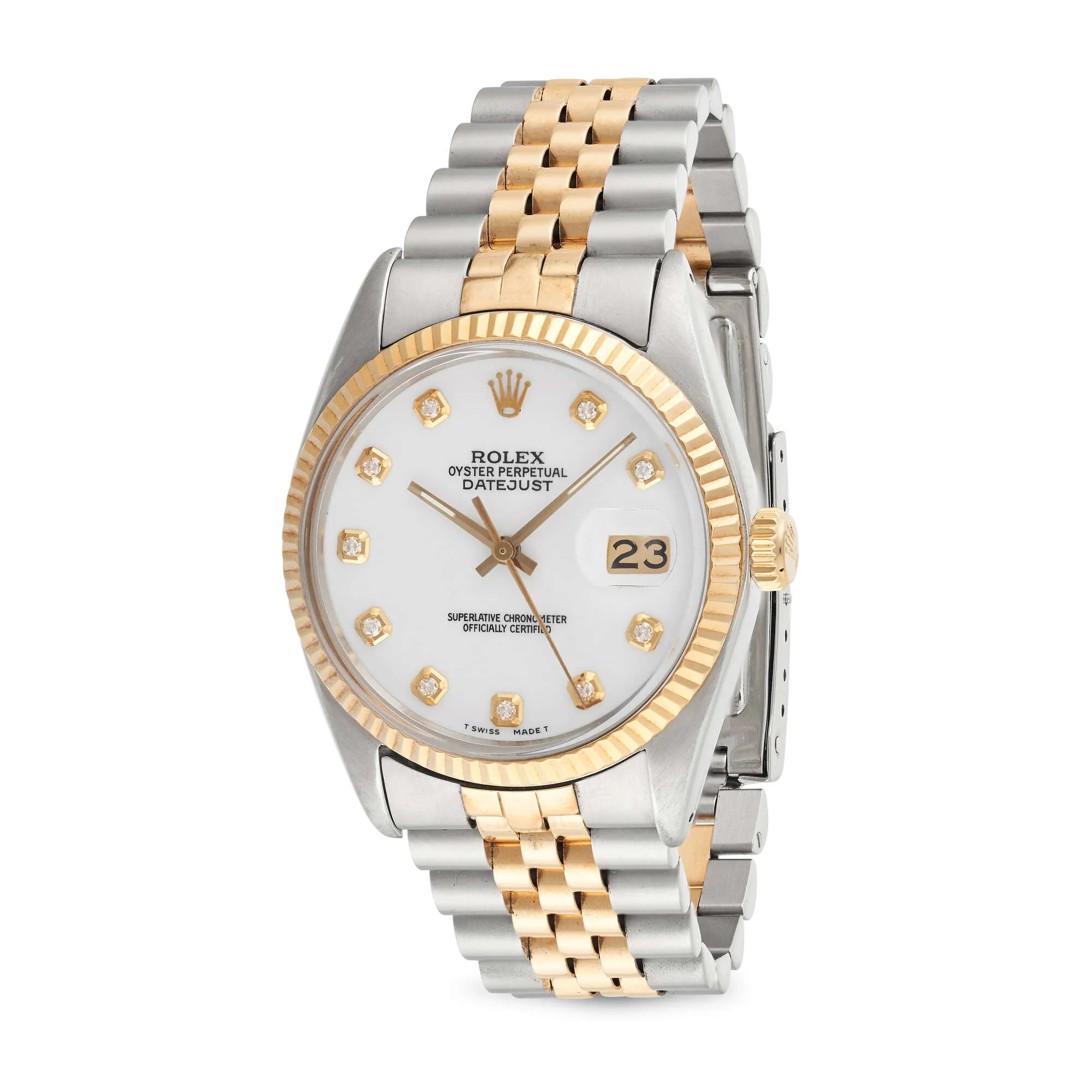 Rolex Datejust 36 16013 34mm Yellow gold and stainless steel White