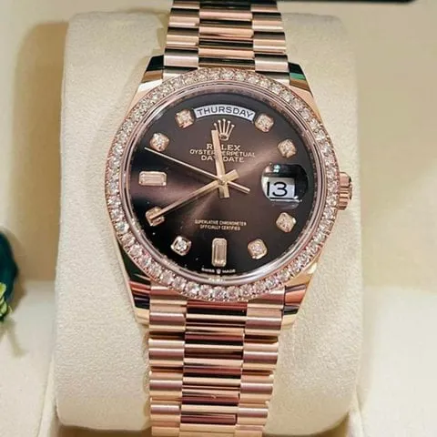 Rolex Day-Date 36 128345RBR 36mm Rose gold Brown