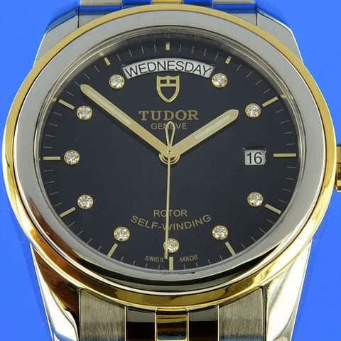 Tudor Glamour 56003 39mm Yellow gold and Stainless steel Black