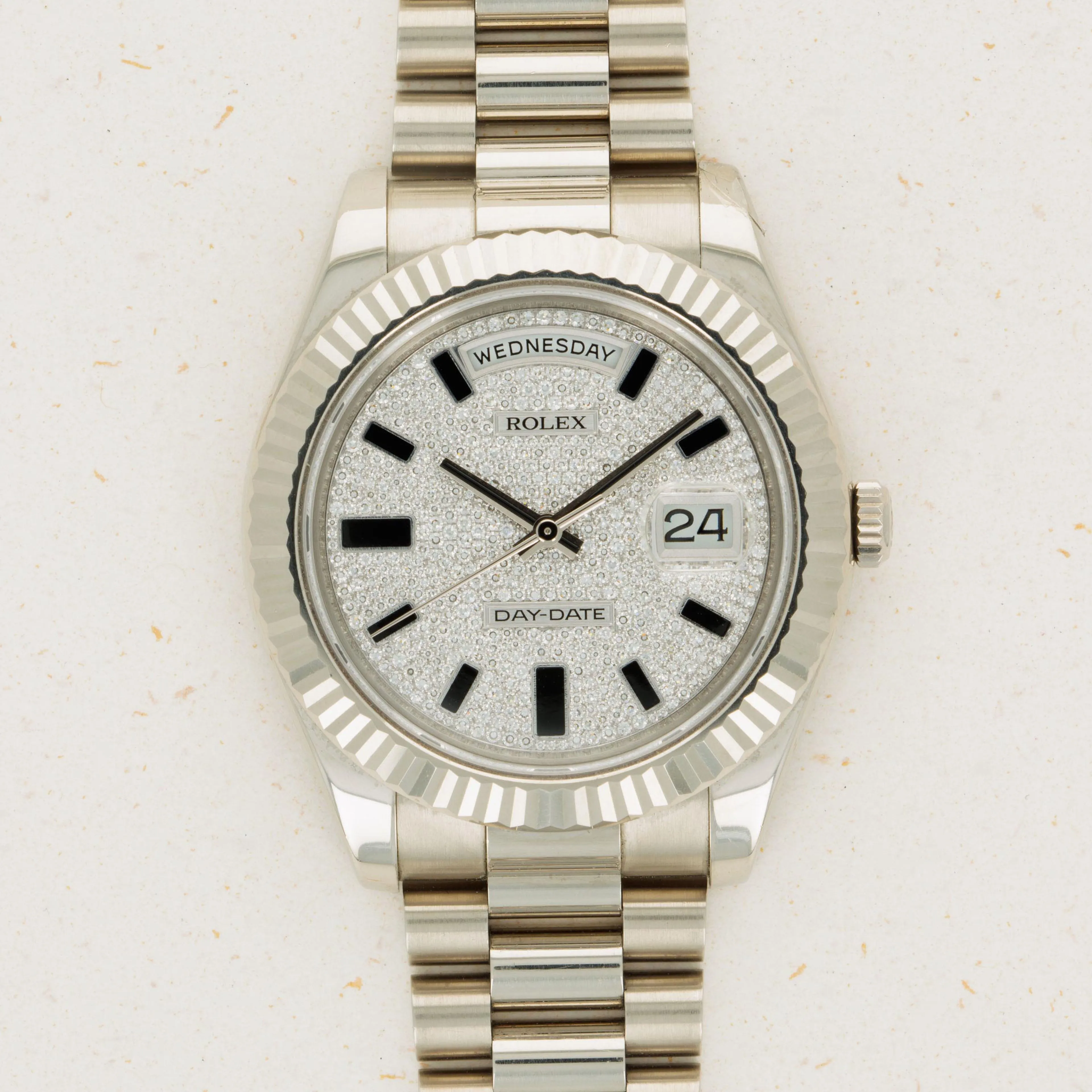 Rolex Day-Date II 218239 41mm White gold Silver