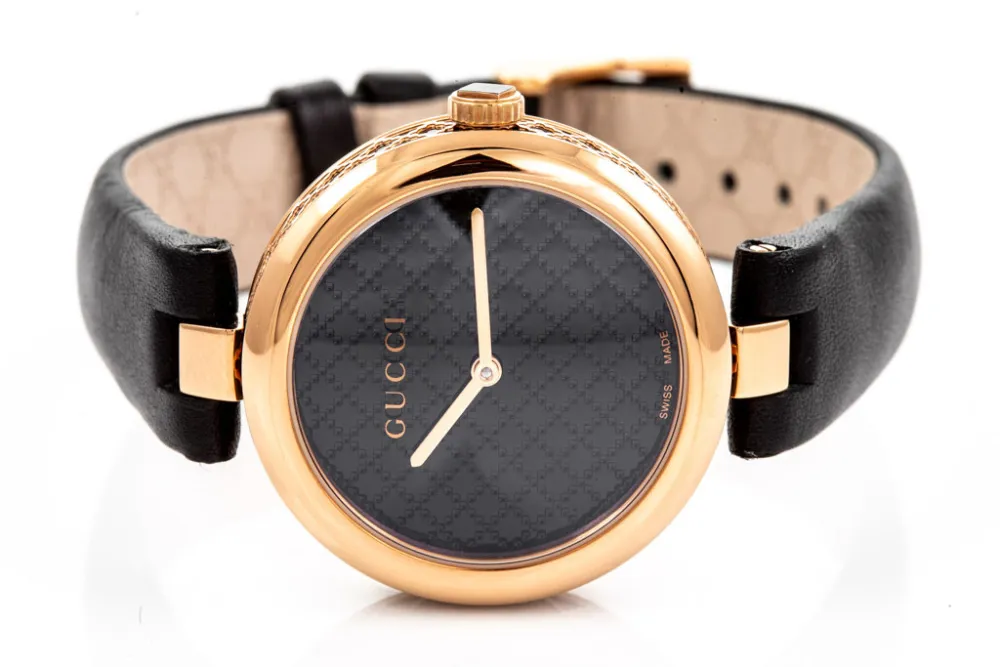 Gucci Diamantissima YA141401 32mm Rose gold and Stainless steel and PVD Black