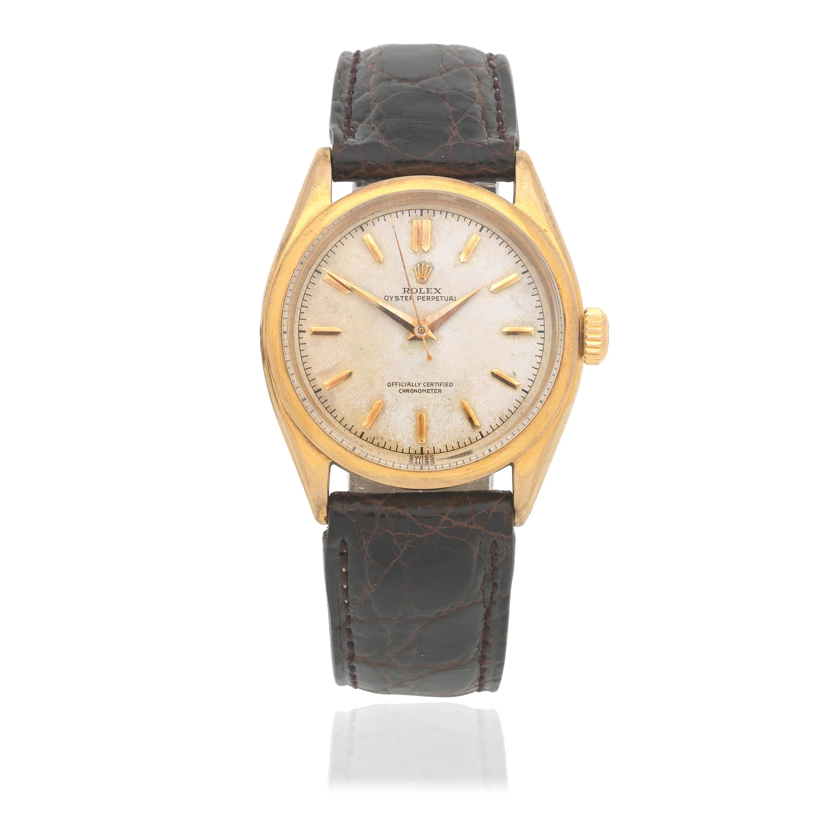 Rolex Oyster Perpetual 6285 35mm Yellow gold Silver