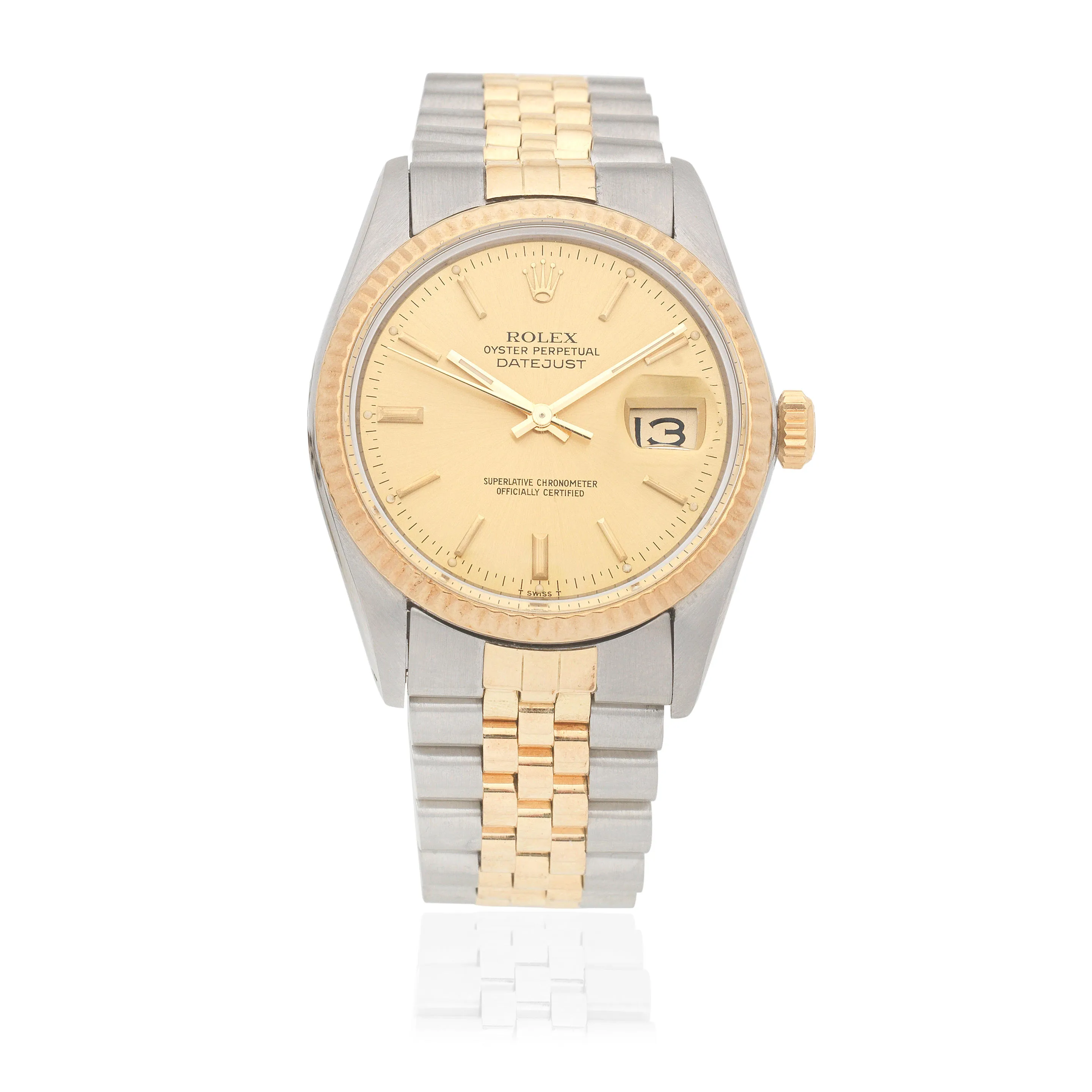 Rolex Datejust 36 16013 36mm Yellow gold and stainless steel Champagne