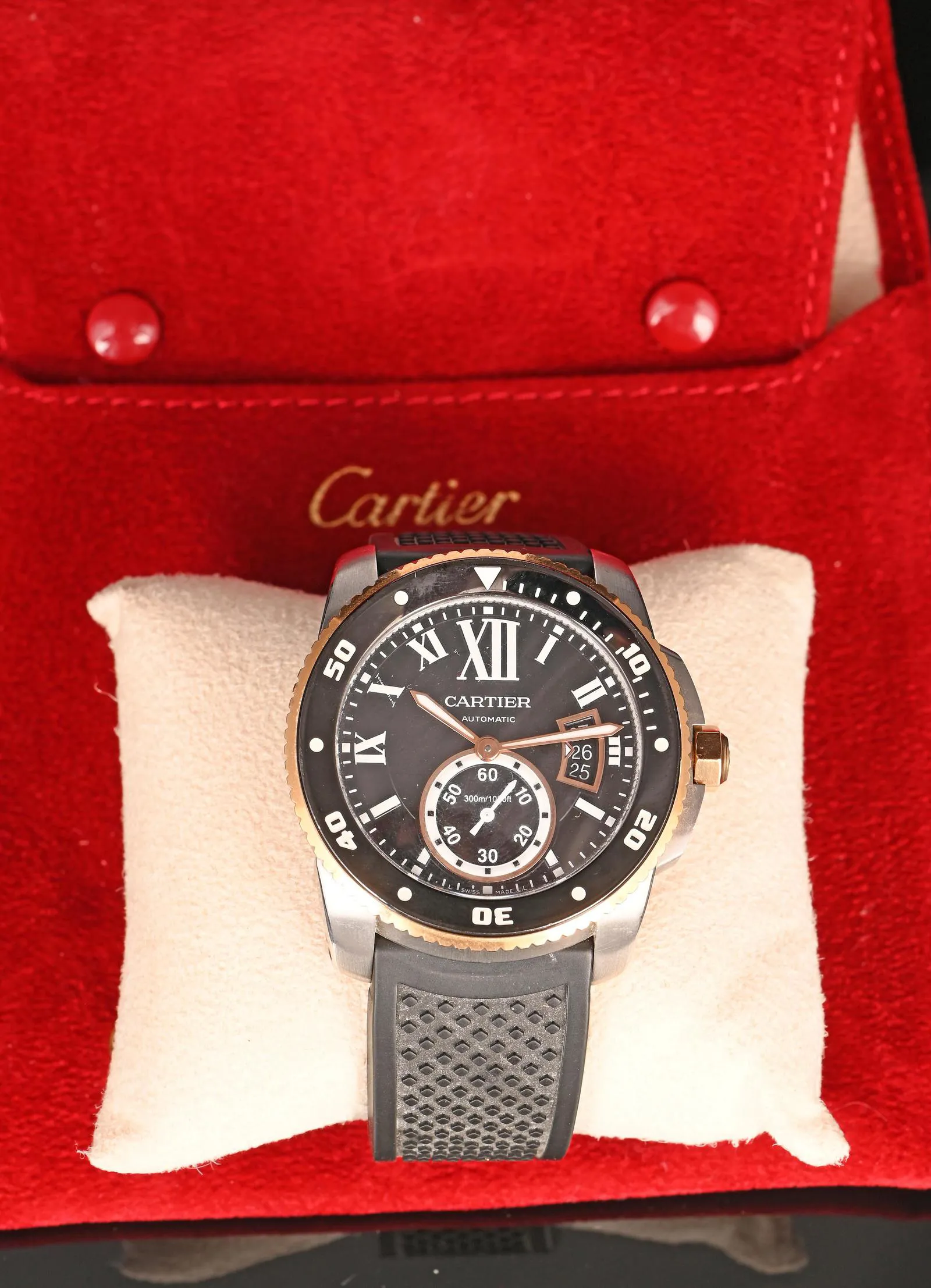 Cartier Calibre de Cartier 3729 Rose gold and Stainless steel Black 3