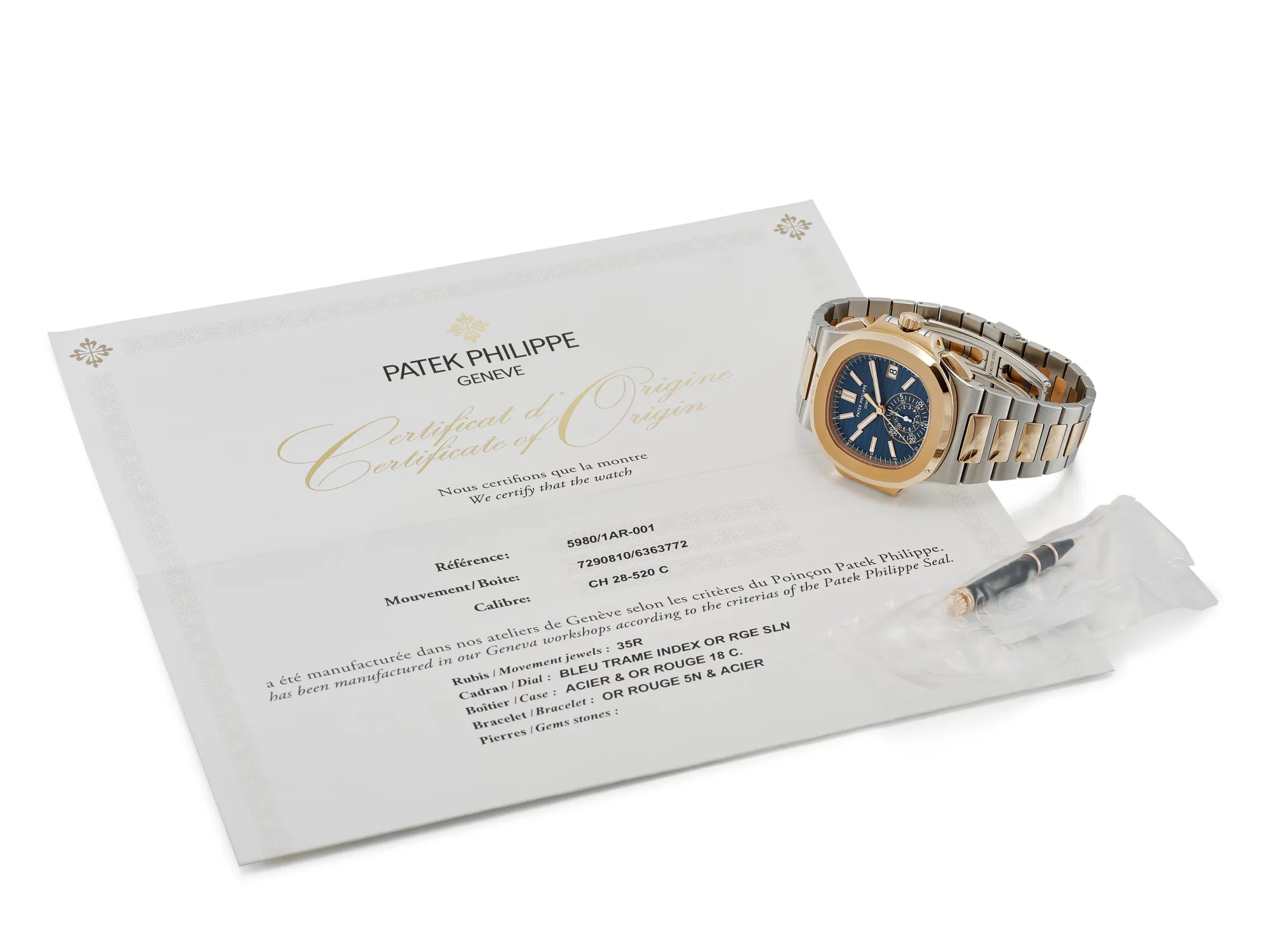 Patek Philippe Nautilus 5980 40.5mm Rose gold and Stainless steel Blue 5