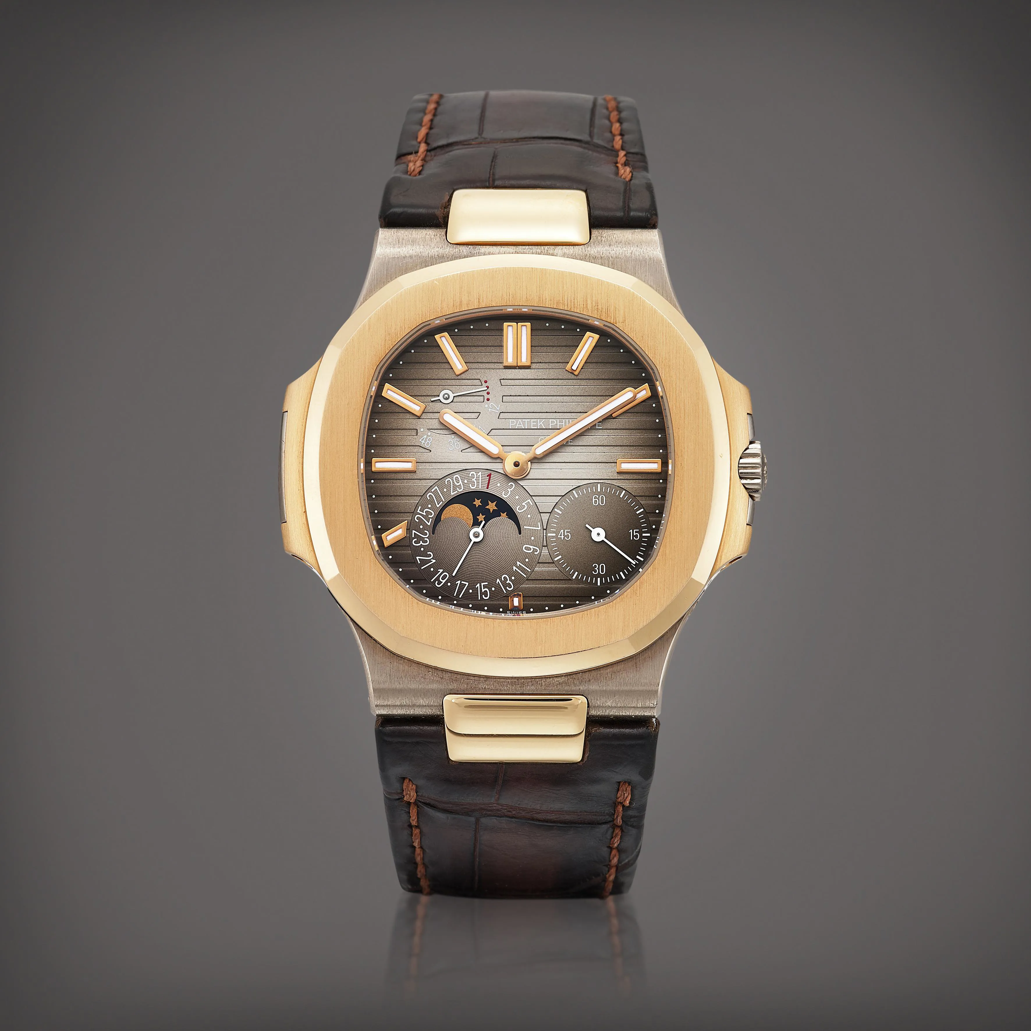 Patek Philippe Nautilus 5712 40mm Rose gold and White Gold Brown