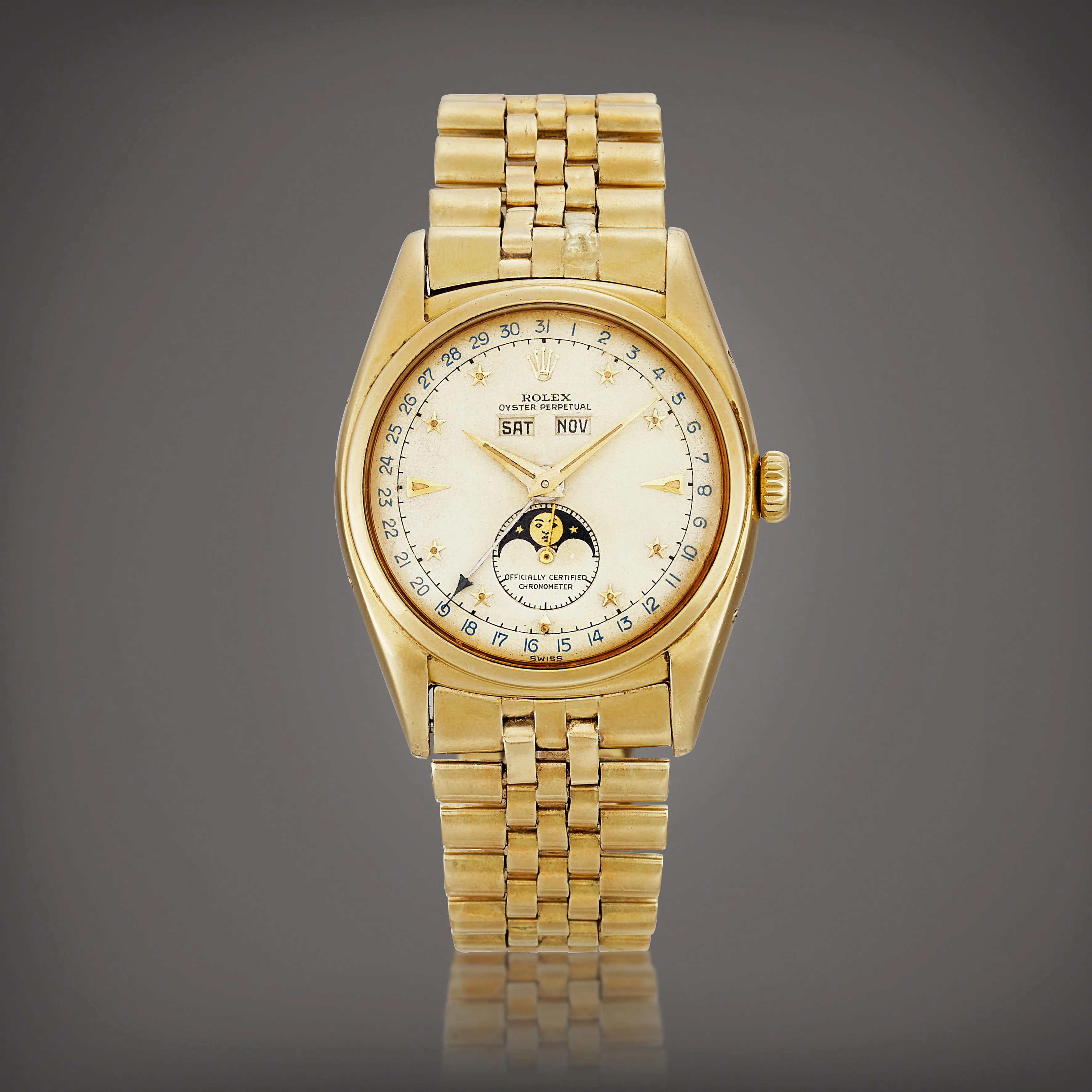 Rolex Oyster Perpetual "Stelline" 6062 36mm Yellow gold Silver