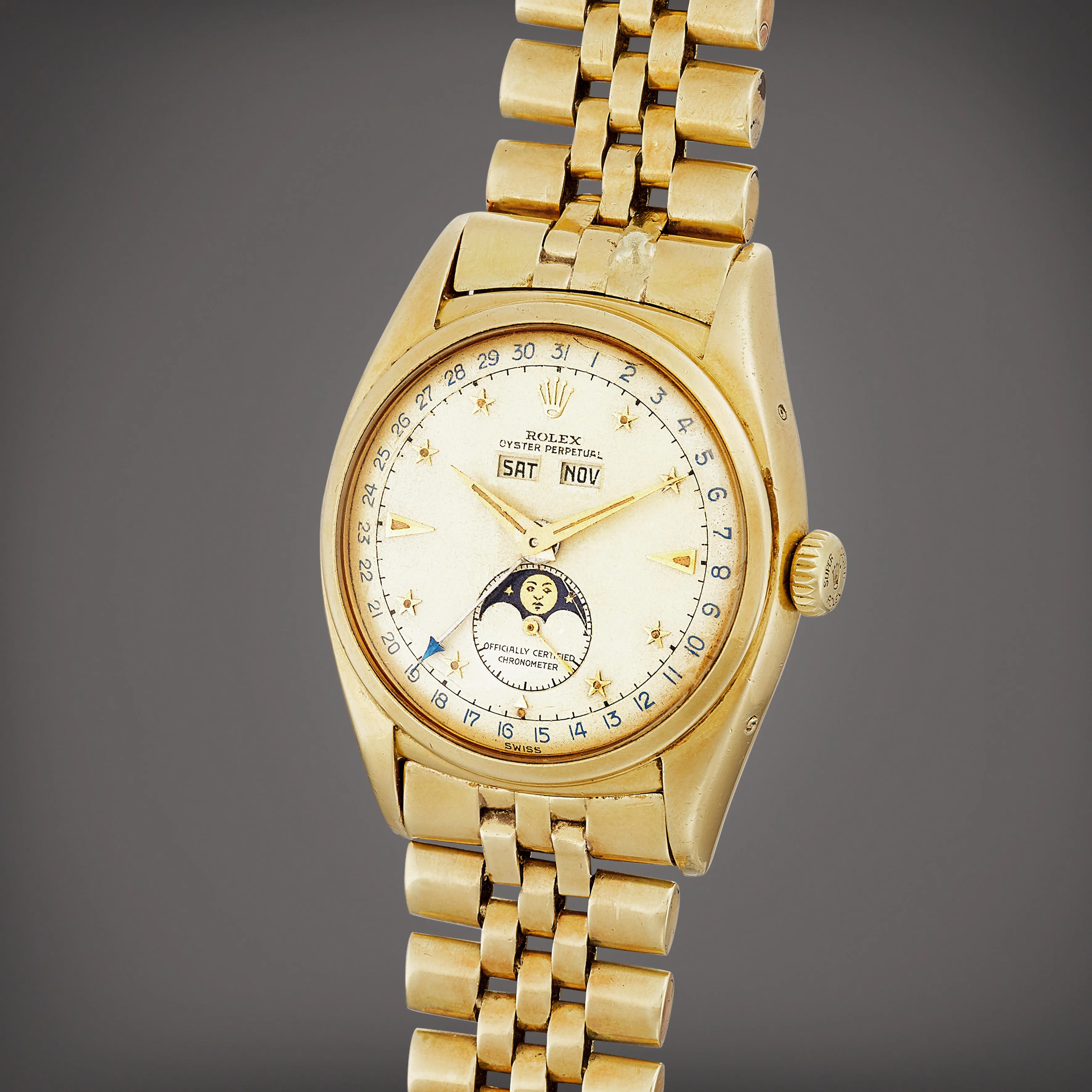 Rolex Oyster Perpetual "Stelline" 6062 36mm Yellow gold Silver 1